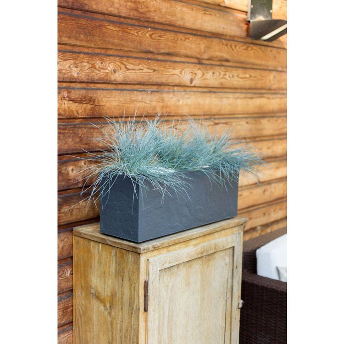Eda - Balconniere - Eda - Volcania Up - 25 L - Intérieur/extérieur - Décor Pierre - 59 X 19,5 X 22,8 Cm - Gris Anthracite - Image 9