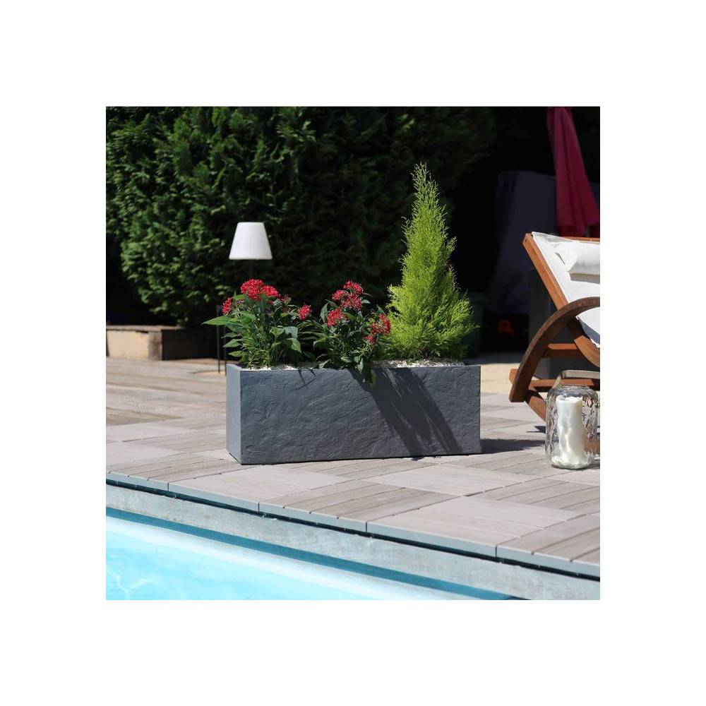 Eda - Balconniere - Eda - Volcania Up - 25 L - Intérieur/extérieur - Décor Pierre - 59 X 19,5 X 22,8 Cm - Gris Anthracite - Image 5