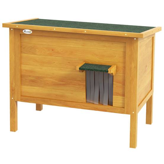 Niche extérieure chat bois massif pour abri jardin avec toit ouvrable 85x50x68cm naturel - ComfortXL Outdoor Living - Image 2