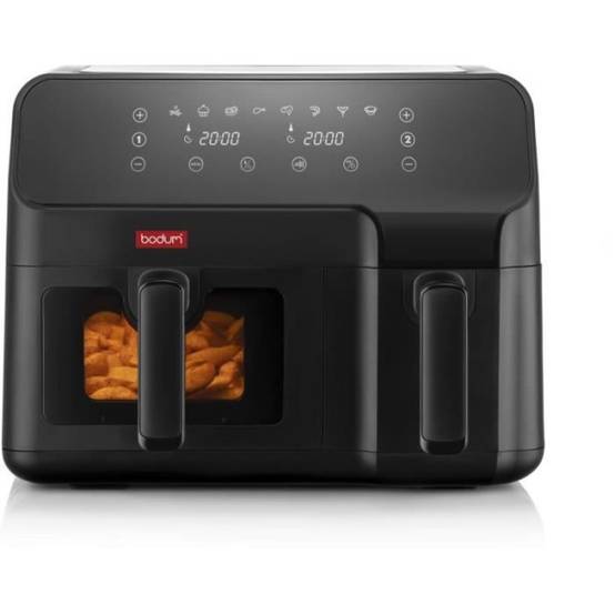 Friteuse Electrique sans huile - BODUM - Double compartiment 3,2L et 5,1L - 2700 W - Noir