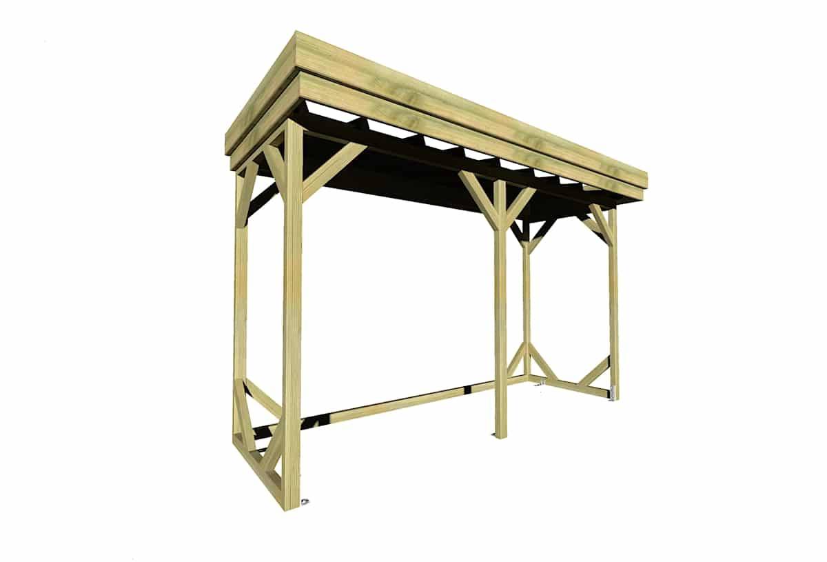 Abri Français - ABRI Bûches en Bois - 4,1m2 - 3,15x1,31m - Pin Sylvestre traité Autoclave - Surface Int : 2,8m2 / 4 stères / Abri Français - Image 1