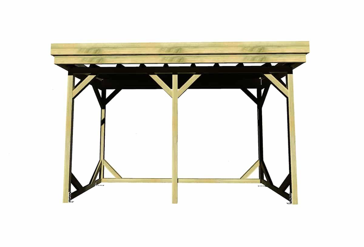 Abri Français - ABRI Bûches en Bois - 4,1m2 - 3,15x1,31m - Pin Sylvestre traité Autoclave - Surface Int : 2,8m2 / 4 stères / Abri Français - Image 2