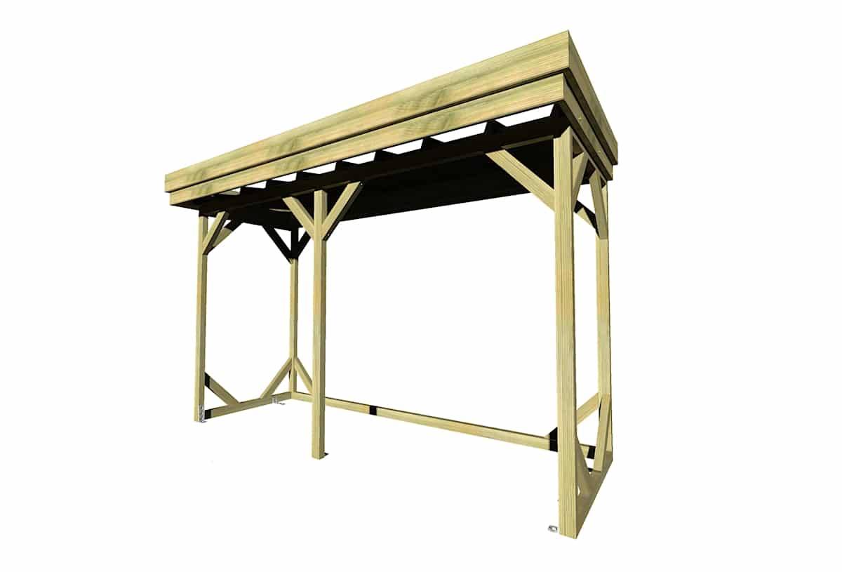 Abri Français - ABRI Bûches en Bois - 4,1m2 - 3,15x1,31m - Pin Sylvestre traité Autoclave - Surface Int : 2,8m2 / 4 stères / Abri Français - Image 3