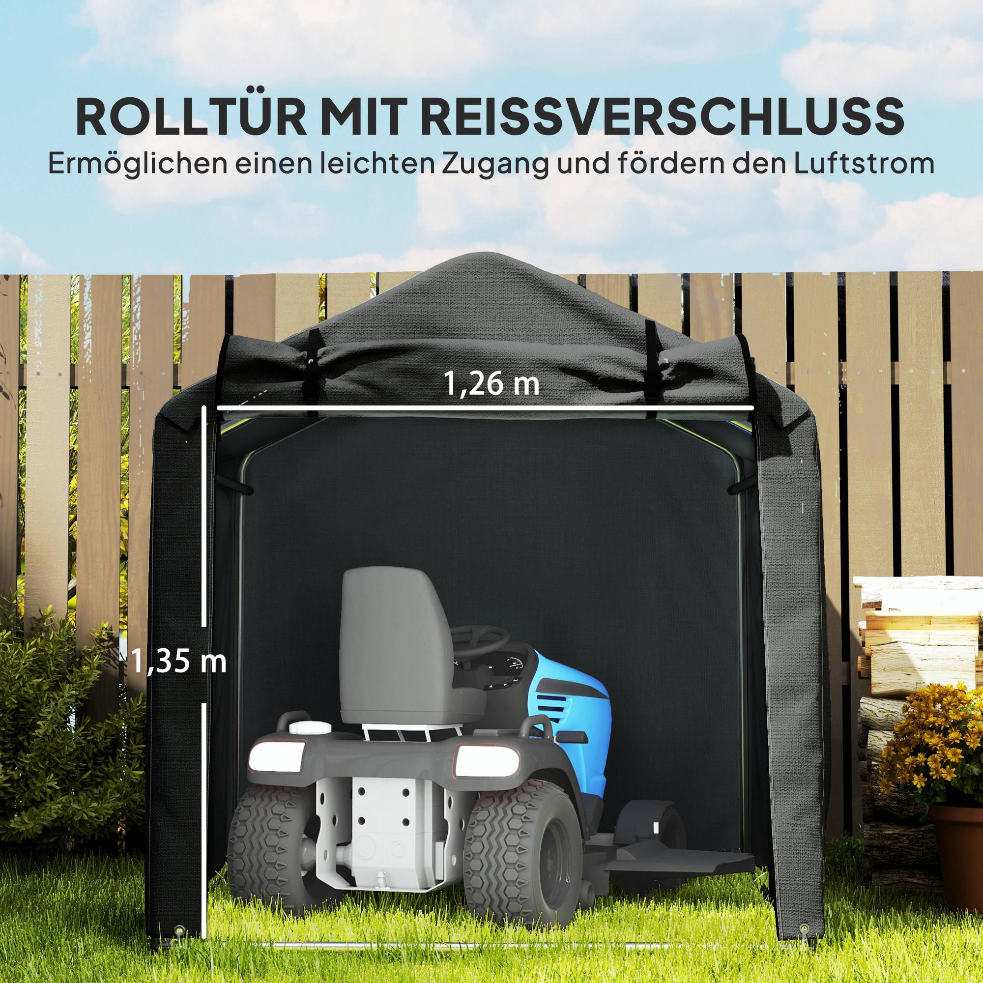 ComfortXL - Tente garage PE noire 220 x 157 x 165 cm pour vélos moto et outils porte enroulable - ComfortXL Outdoor Living - Image 8