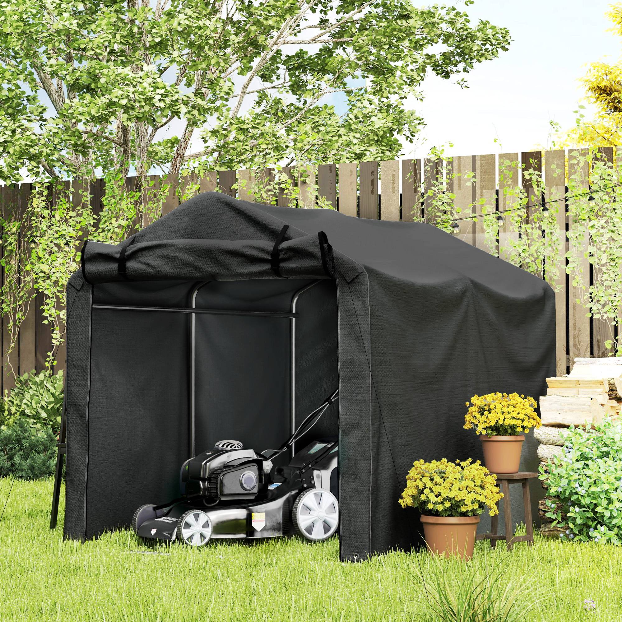 ComfortXL - Tente garage PE noire 220 x 157 x 165 cm pour vélos moto et outils porte enroulable - ComfortXL Outdoor Living - Image 4