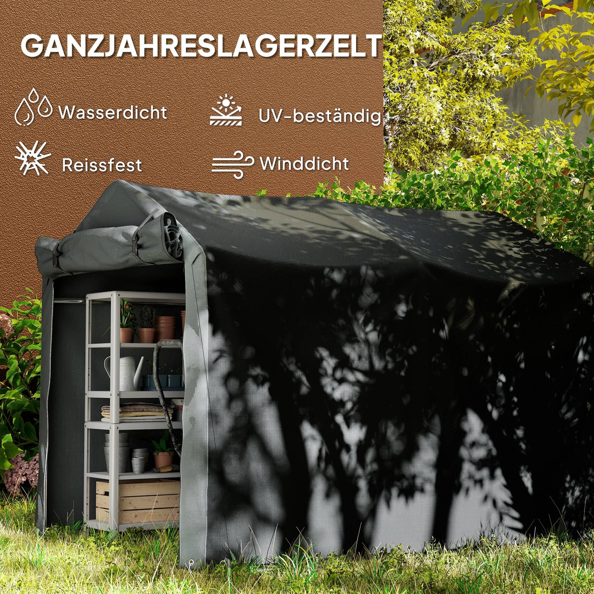 ComfortXL - Tente garage PE noire 220 x 157 x 165 cm pour vélos moto et outils porte enroulable - ComfortXL Outdoor Living - Image 6