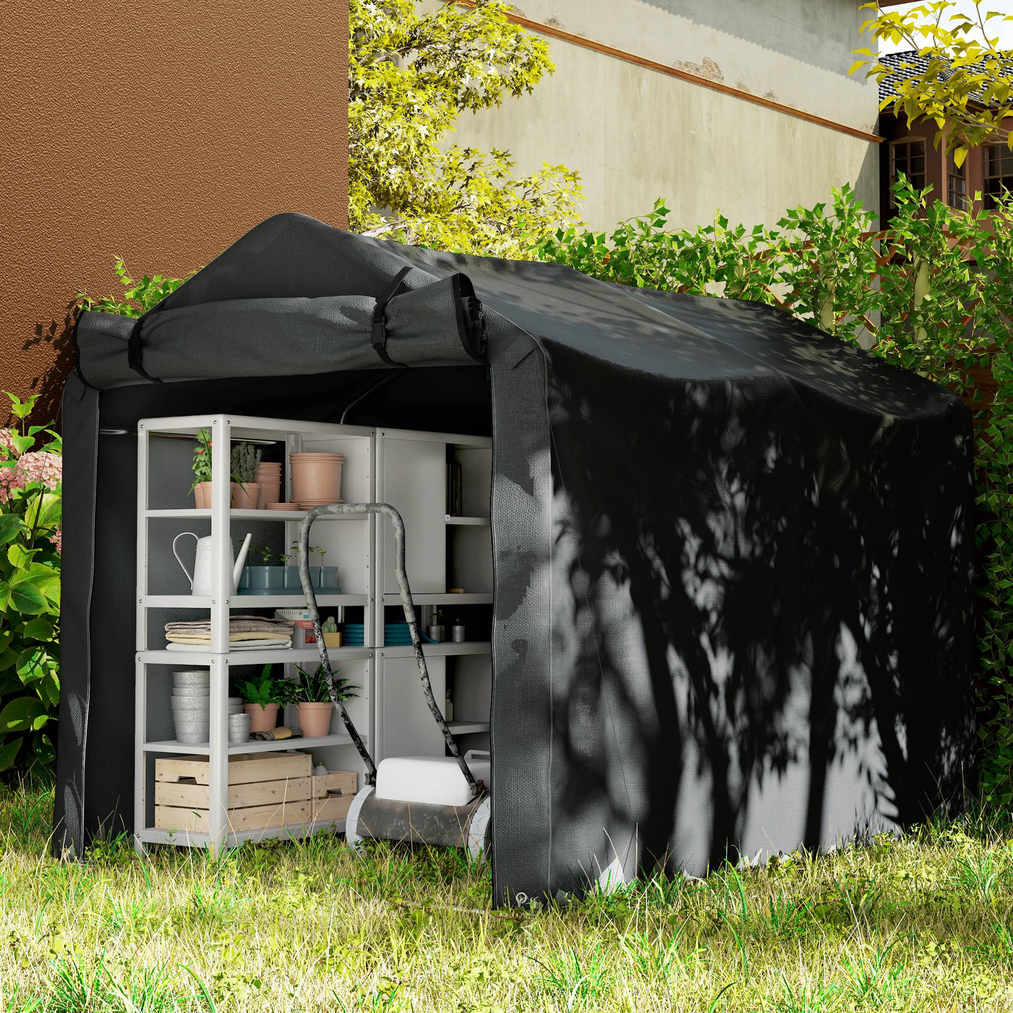 ComfortXL - Tente garage PE noire 220 x 157 x 165 cm pour vélos moto et outils porte enroulable - ComfortXL Outdoor Living - Image 9