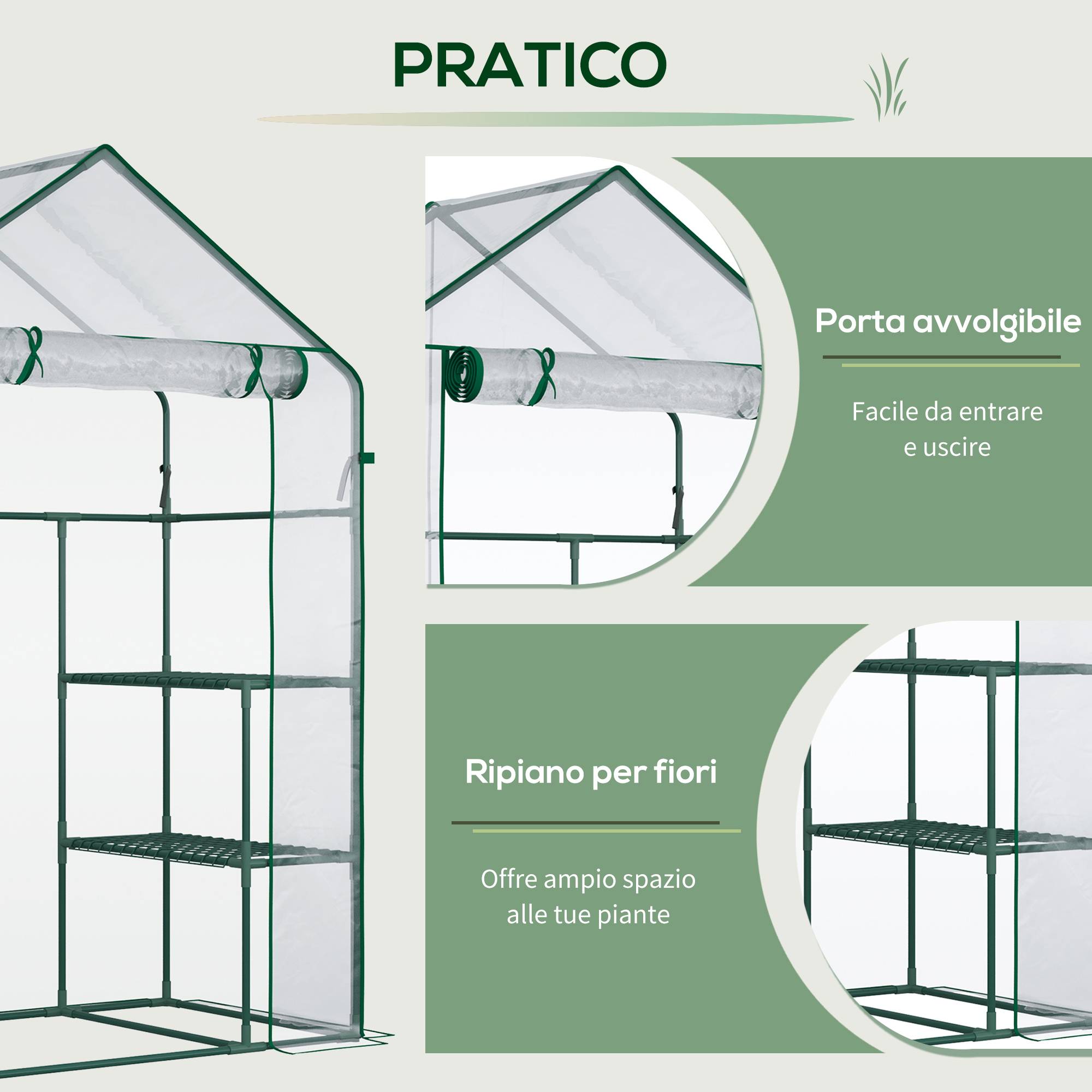 ComfortXL - Serre de jardin PE verte 142 x 73 x 195 cm avec étagères protection plantes - ComfortXL Outdoor Living - Image 8