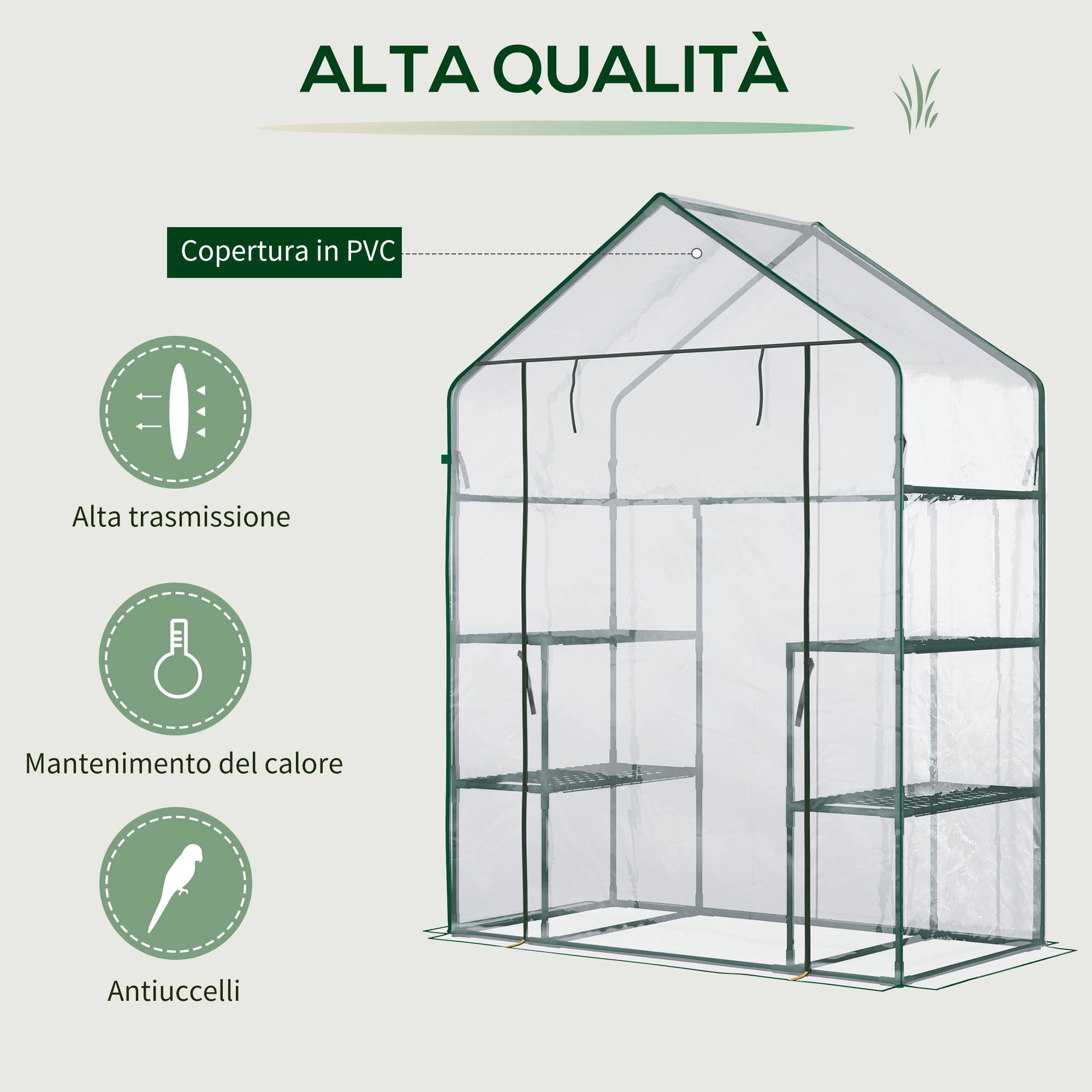 ComfortXL - Serre de jardin PE verte 142 x 73 x 195 cm avec étagères protection plantes - ComfortXL Outdoor Living - Image 6