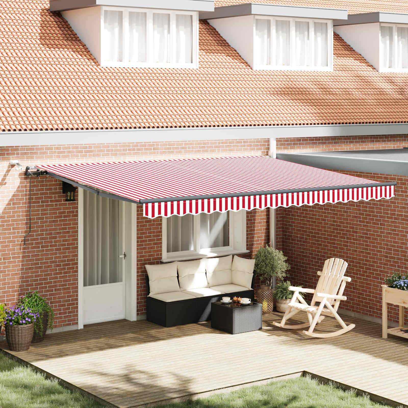 Store banne polyester rouge 450 x 350 x 165 cm - Prolenta premium p3474.7 - Image 2