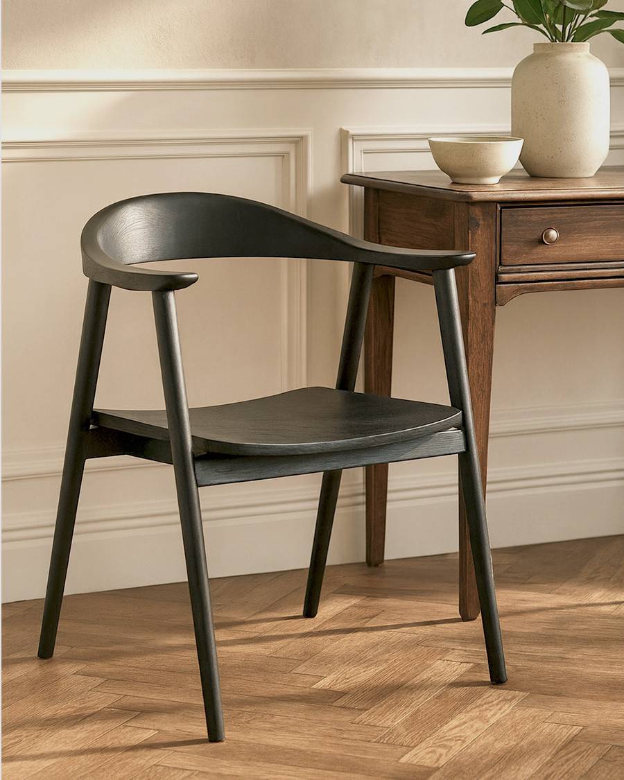 Dewi - Lot de 2 Chaise Dewi en teck massif noir - UNIQKA - Image 1