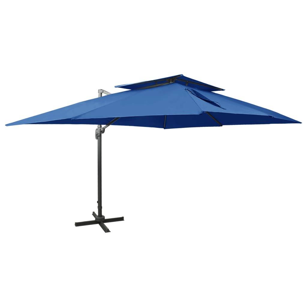 Helloshop26 - Parasol déporté à double toit 400 x 300 cm bleu - Image 1