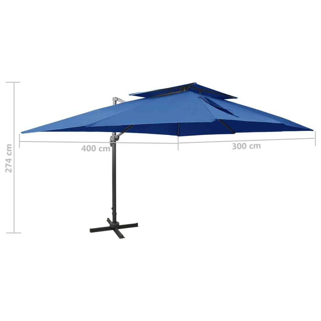 Helloshop26 - Parasol déporté à double toit 400 x 300 cm bleu - Image 8
