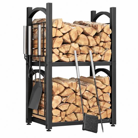 Support de Bûches 2 en 1 Intérieur Extérieur avec Accessoires Poêle - Image 1