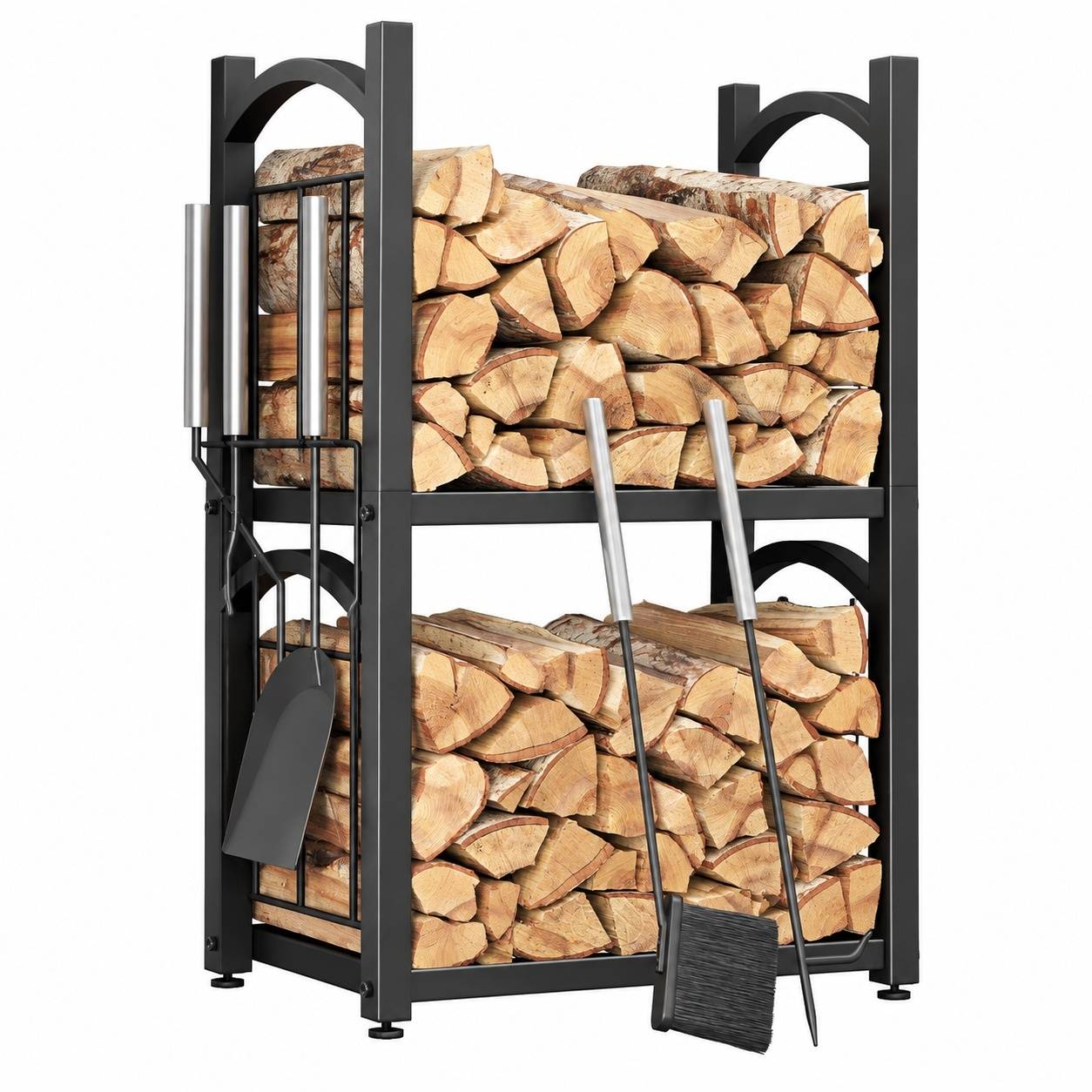 Support de Bûches 2 en 1 Intérieur Extérieur avec Accessoires Poêle - Image 1