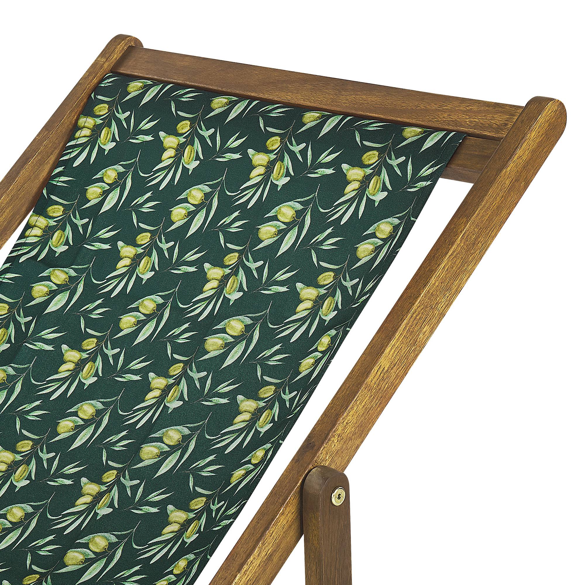 Beliani - 2 Transats Chiliennes Pliantes et Réglables en Bois d'Acacia Clair et Textile Motif Olives avec Toiles de Remplacement - Image 5