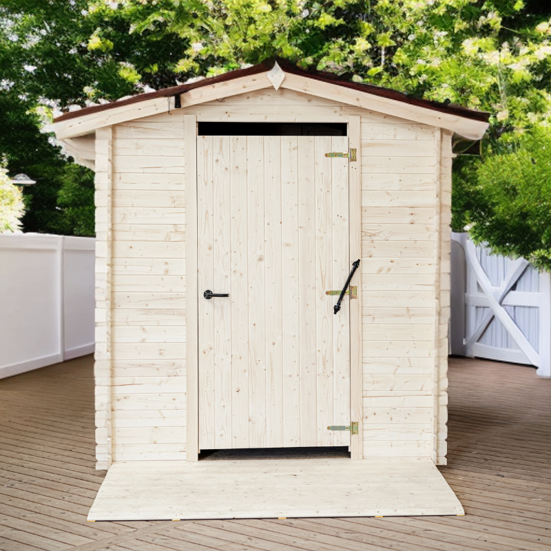 Habrita - Abri WC bois massif avec plancher adapté aux Personnes à Mobilité Réduite / 20 mm / ALPINA TOILETTES SECHES PMR / surface extérieure : 6,71 m2 - Image 1
