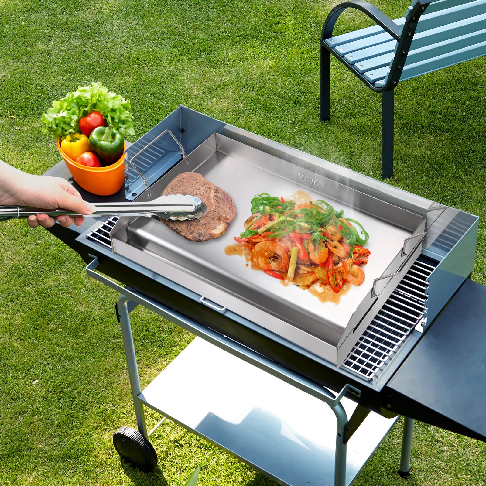 Vevor - VEVOR Plaque à Griller Plancha Gril 587x395 mm en Acier Inoxydable Anti-adhésive - Image 8