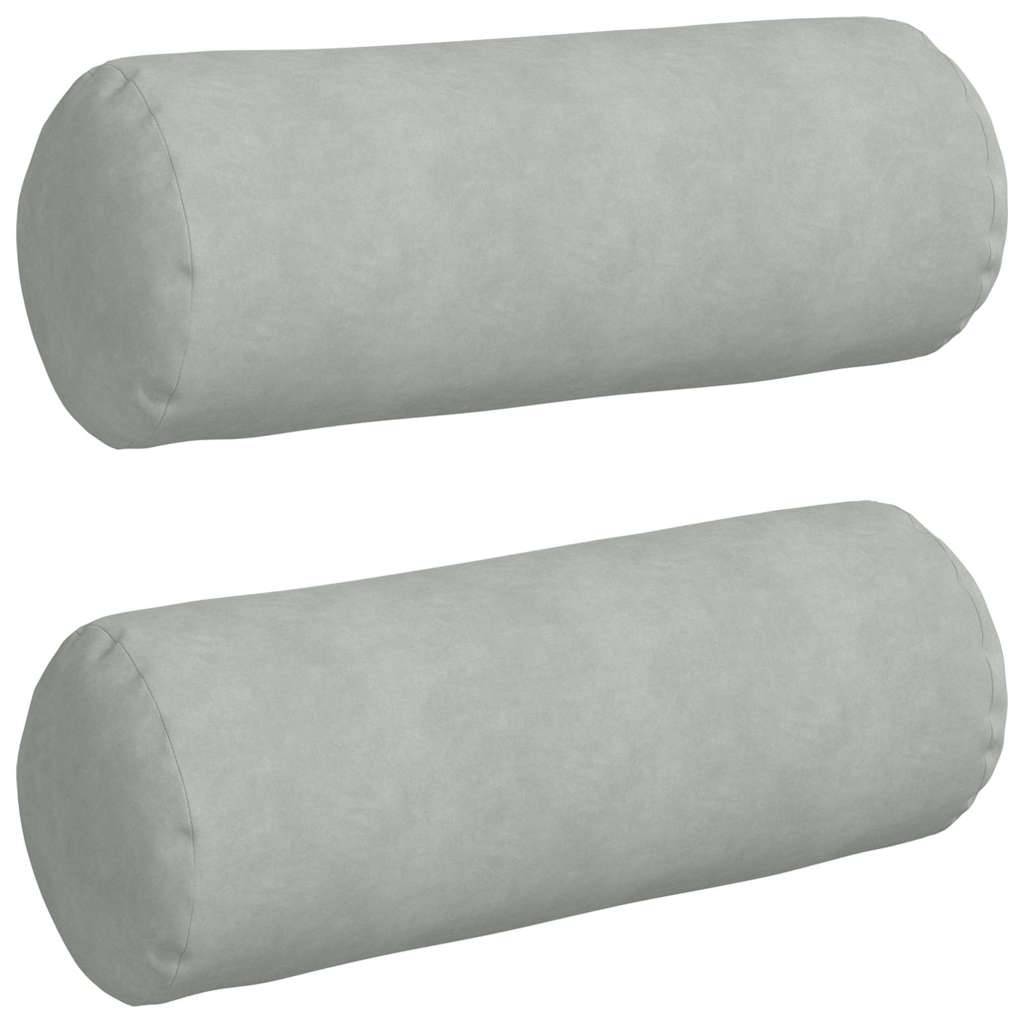 Lot de 2 Traversins Déco Velours Côtelé Confort Housse Amovible pour Salon Chambre Gris Clair 25x70 cm – ComfortXL Outdoor Living - Image 2