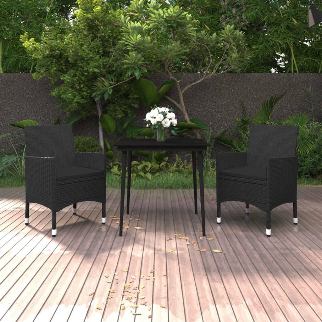 Vidaxl - Ensemble à manger de jardin coussins 3 pcs Résine tressée Verre vidaXL 3099733 - Image 1