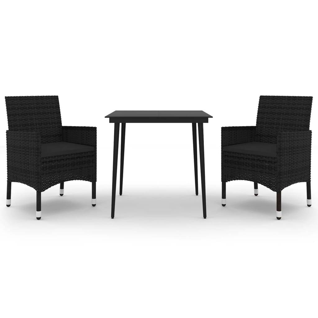 Vidaxl - Ensemble à manger de jardin coussins 3 pcs Résine tressée Verre vidaXL 3099733 - Image 2