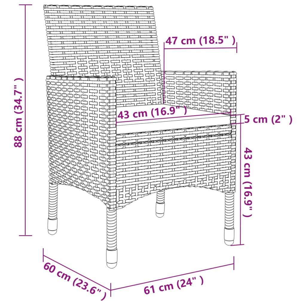 Vidaxl - Ensemble à manger de jardin coussins 3 pcs Résine tressée Verre vidaXL 3099733 - Image 8