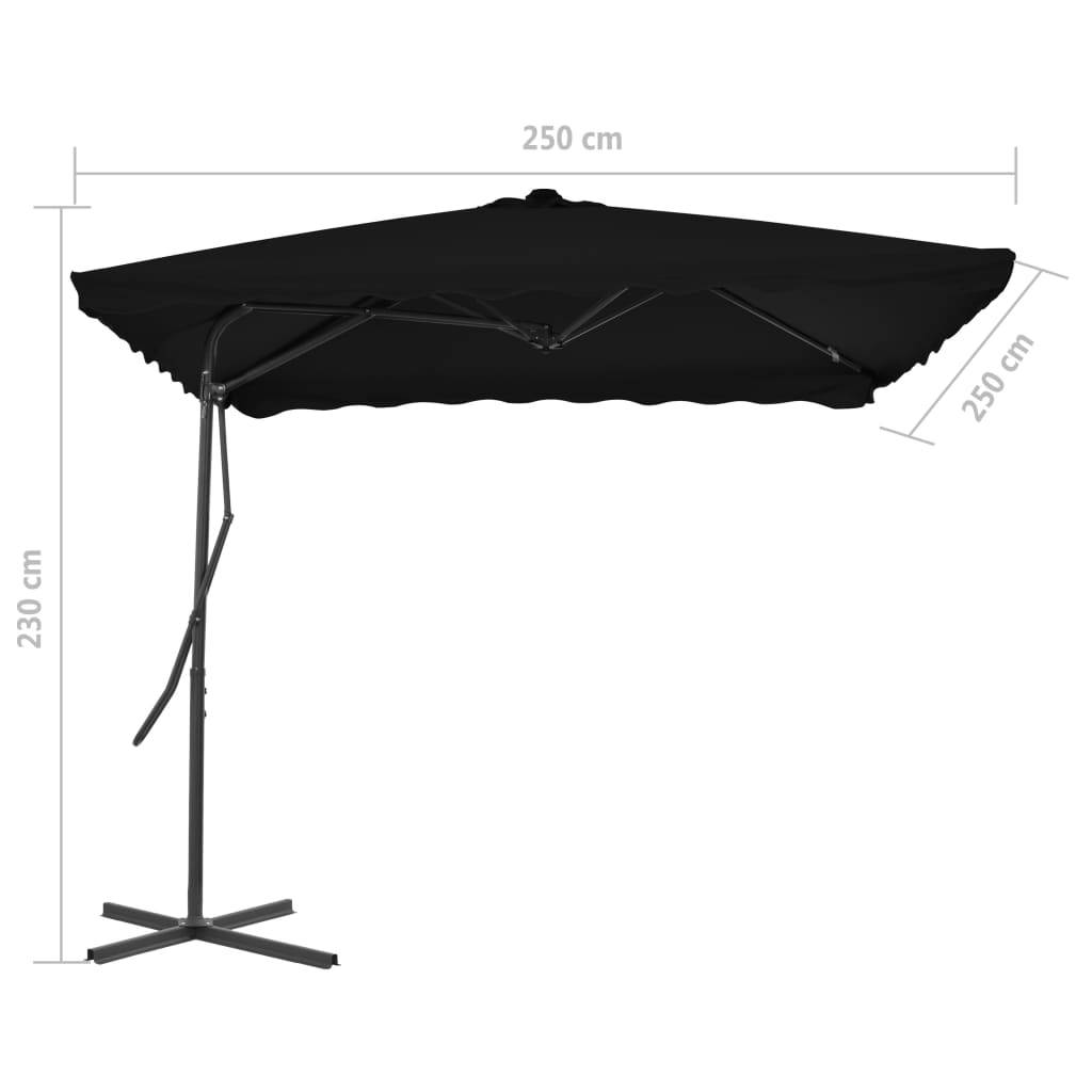 Helloshop26 - Parasol d'extérieur avec mât en acier 250 x 250 x 230 cm noir - Image 6