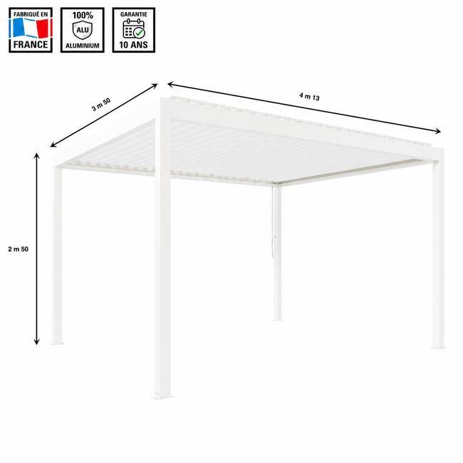 Pergola Bioclimatique Aluminium Autoportante Blanc 4x3,5 Manuelle S ORIAL France - Image 2