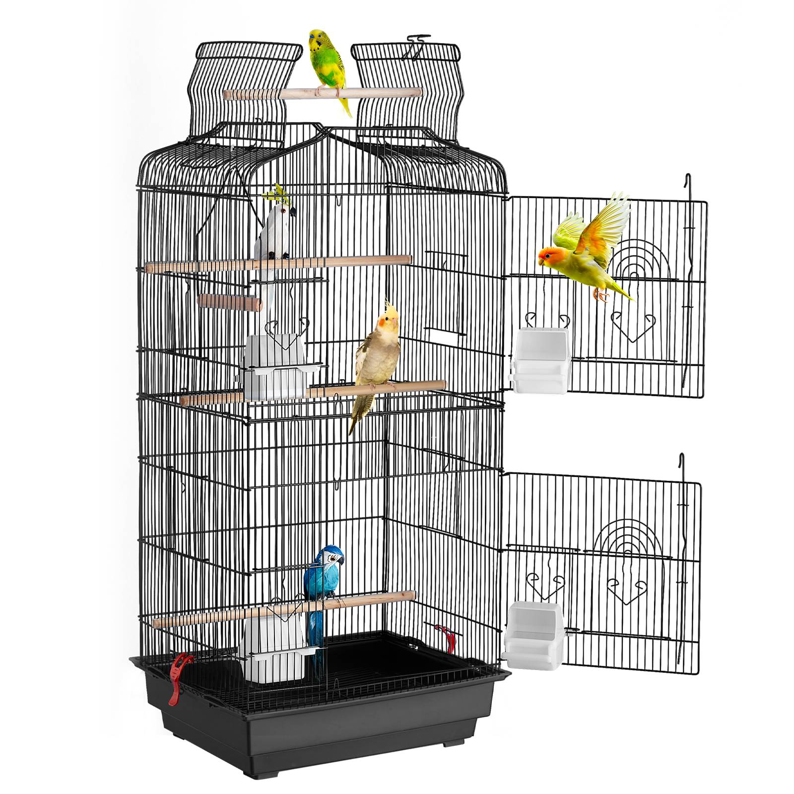 VEVOR Cage oiseau 45,7x35,5x92,5cm, métal suspendu, balançoire, perchoir, perruches - Image 1