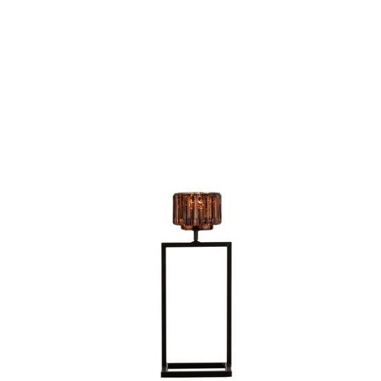 Photophore en verre marron - noir 12x11x31.5 cm - J-Line - Image 2