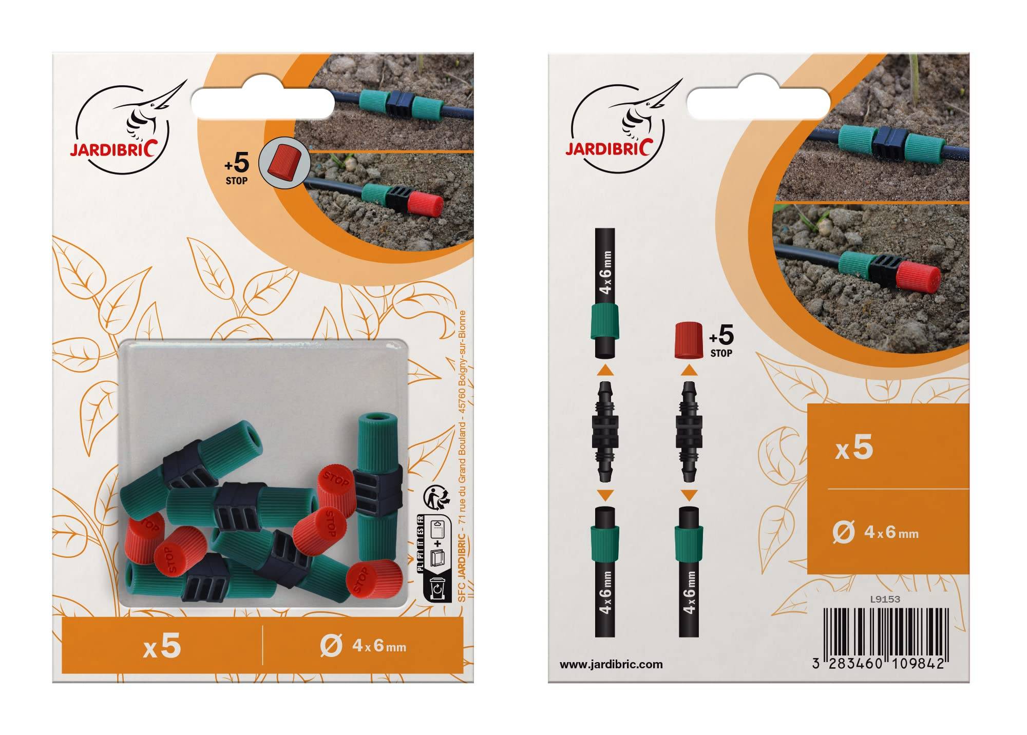 Jardibric - Jardibric - Raccord Irrigation Ø6 mm Lot de 10 - 5 Jonctions + 5 Bouchons Micro-Irrigation pour Tuyau Goutte à Goutte - Image 3