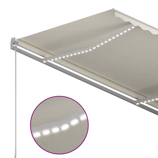 Auvent de Balcon Manuel avec Éclairage LED Ambiant en Aluminium Crème 300x250 cm – ComfortXL Outdoor Living - Image 5