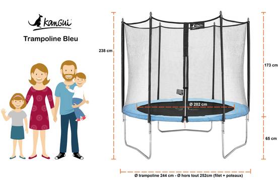Kangui - Trampoline de jardin 250 cm + échelle + bâche de protection + kit d'ancrage Kangui - Image 7