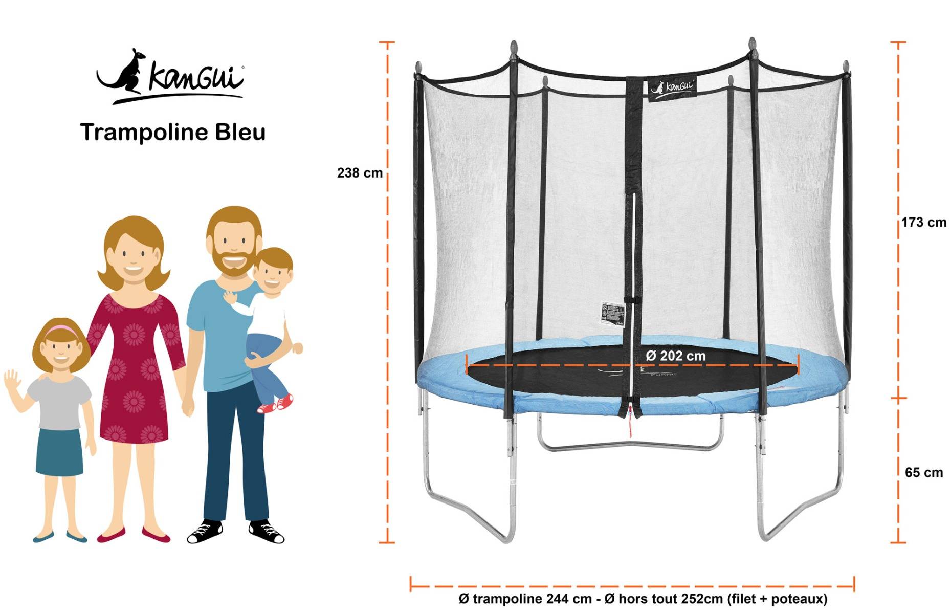 Kangui - Trampoline de jardin 250 cm + échelle + bâche de protection + kit d'ancrage Kangui - Image 7