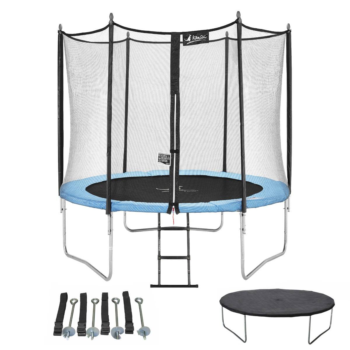 Kangui - Trampoline de jardin 250 cm + échelle + bâche de protection + kit d'ancrage Kangui - Image 1