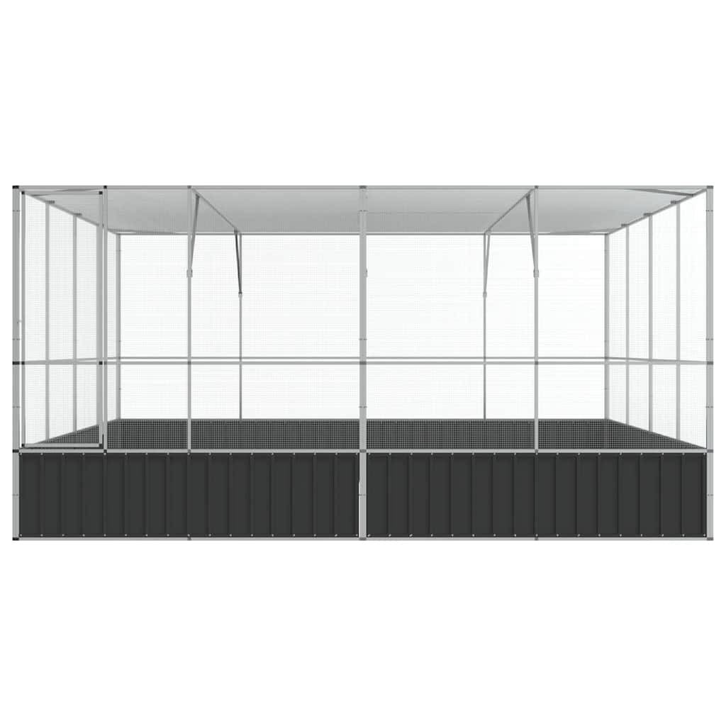 Volière XXL Acier Galvanisé Immense Habitat Argent 418x414x212cm - ComfortXL Outdoor Living - Image 4
