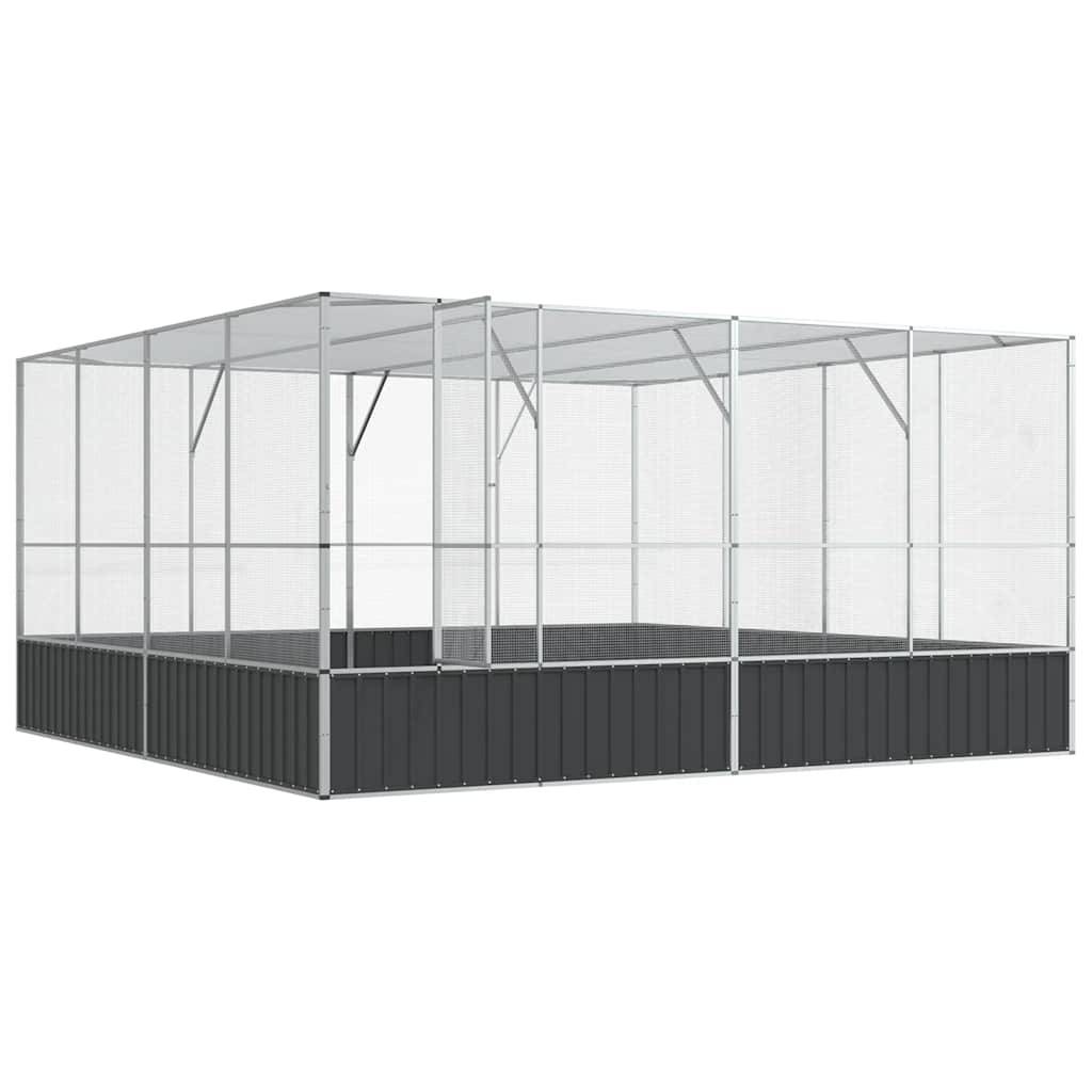 Volière XXL Acier Galvanisé Immense Habitat Argent 418x414x212cm - ComfortXL Outdoor Living - Image 7