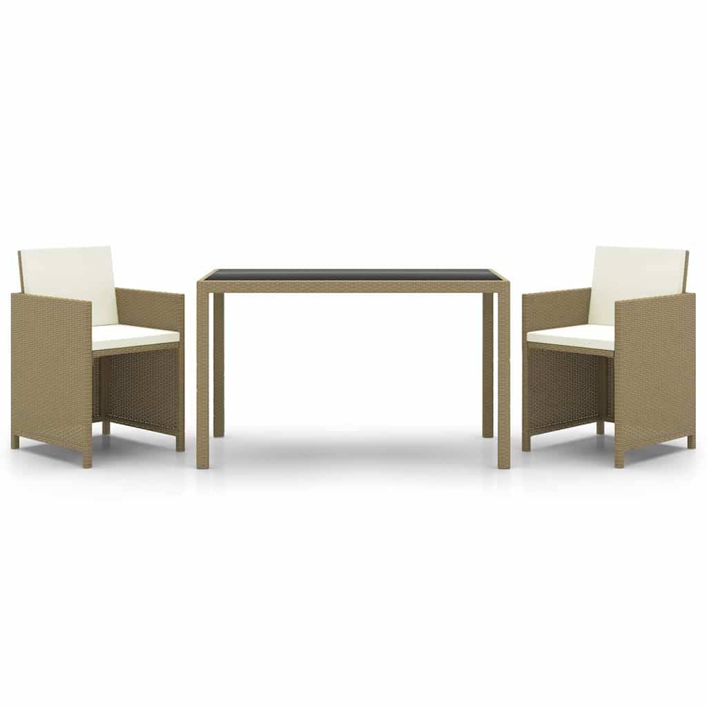 Vidaxl - Ensemble à manger de jardin et coussins 3 pcs-Salons de jardin Poly rotin Beige 994593 - Image 2