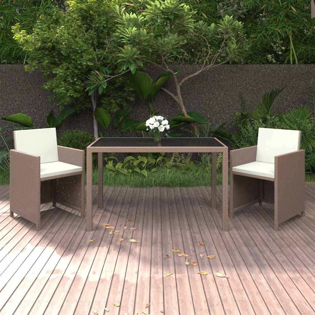 Vidaxl - Ensemble à manger de jardin et coussins 3 pcs-Salons de jardin Poly rotin Beige 994593 - Image 1