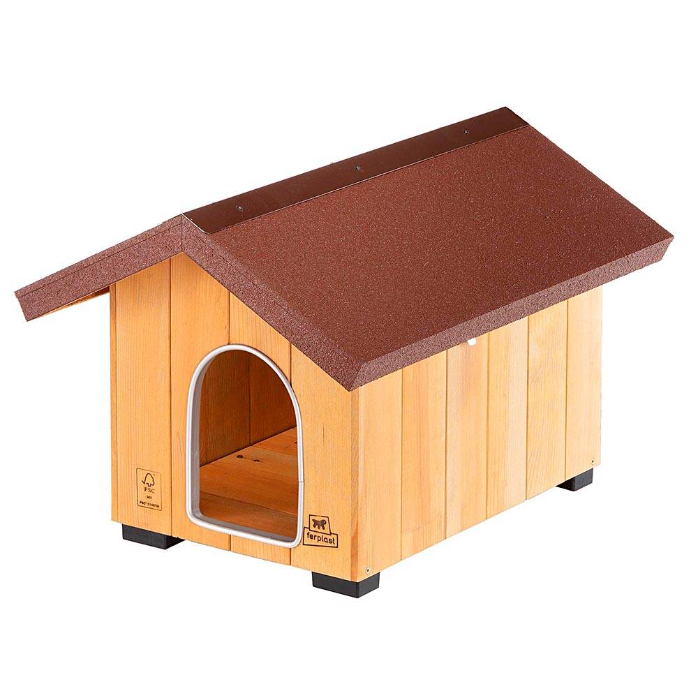 Ferplast - Ferplast Niche pour chiens pour l'extérieur DOMUS MINI, en bois FSC, Pieds isolants en plastique, Porte anti-morsures en aluminium - Image 1