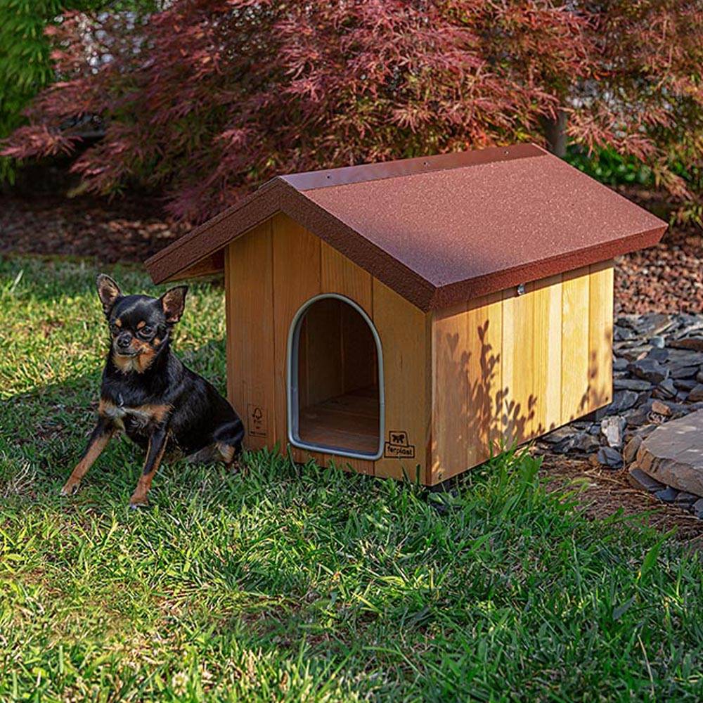 Ferplast - Ferplast Niche pour chiens pour l'extérieur DOMUS MINI, en bois FSC, Pieds isolants en plastique, Porte anti-morsures en aluminium - Image 5