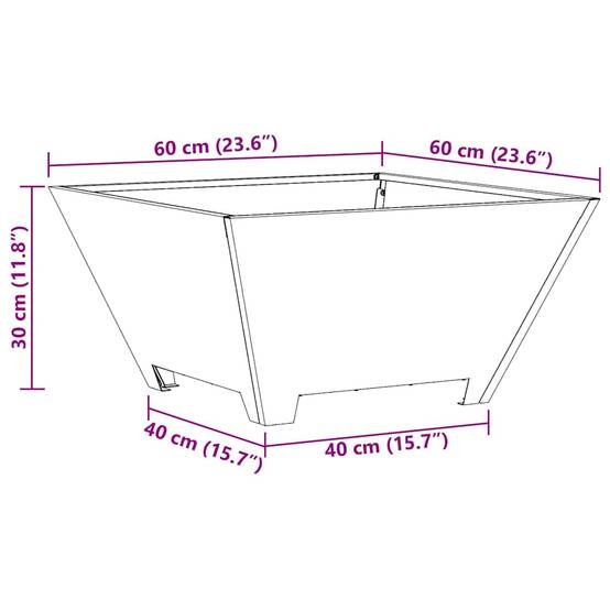 ComfortXL - Brasero de jardin carré en acier léger chauffage extérieur Marron 60x60cm – ComfortXL Outdoor Living - Image 5