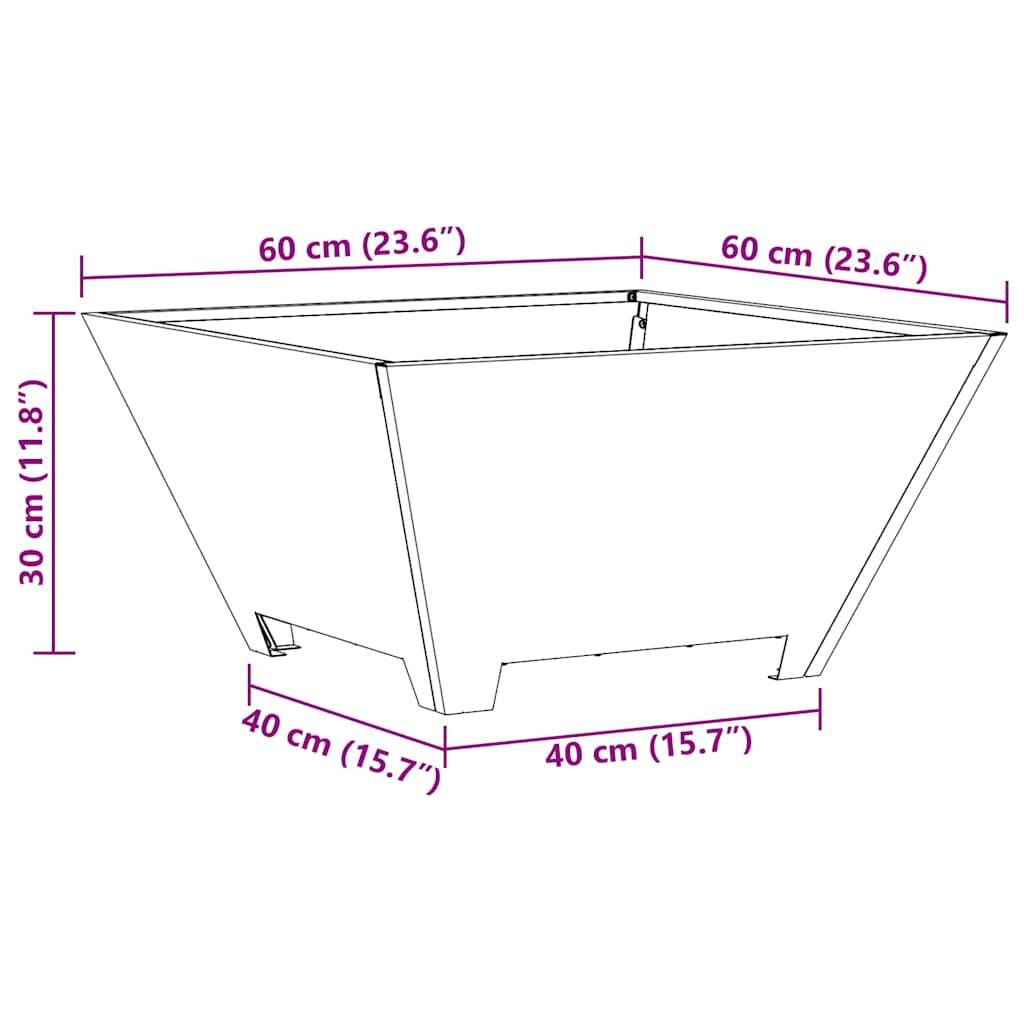 ComfortXL - Brasero de jardin carré en acier léger chauffage extérieur Marron 60x60cm – ComfortXL Outdoor Living - Image 5
