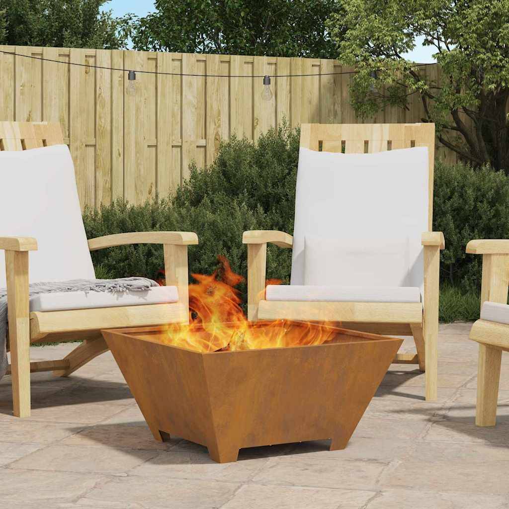 ComfortXL - Brasero de jardin carré en acier léger chauffage extérieur Marron 60x60cm – ComfortXL Outdoor Living - Image 1