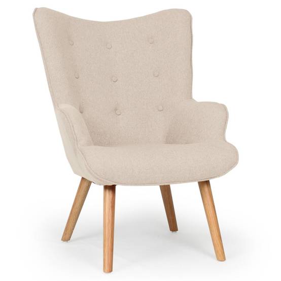 Fauteuil & Pouf Scandinave "Orle" 98cm Beige - Image 4