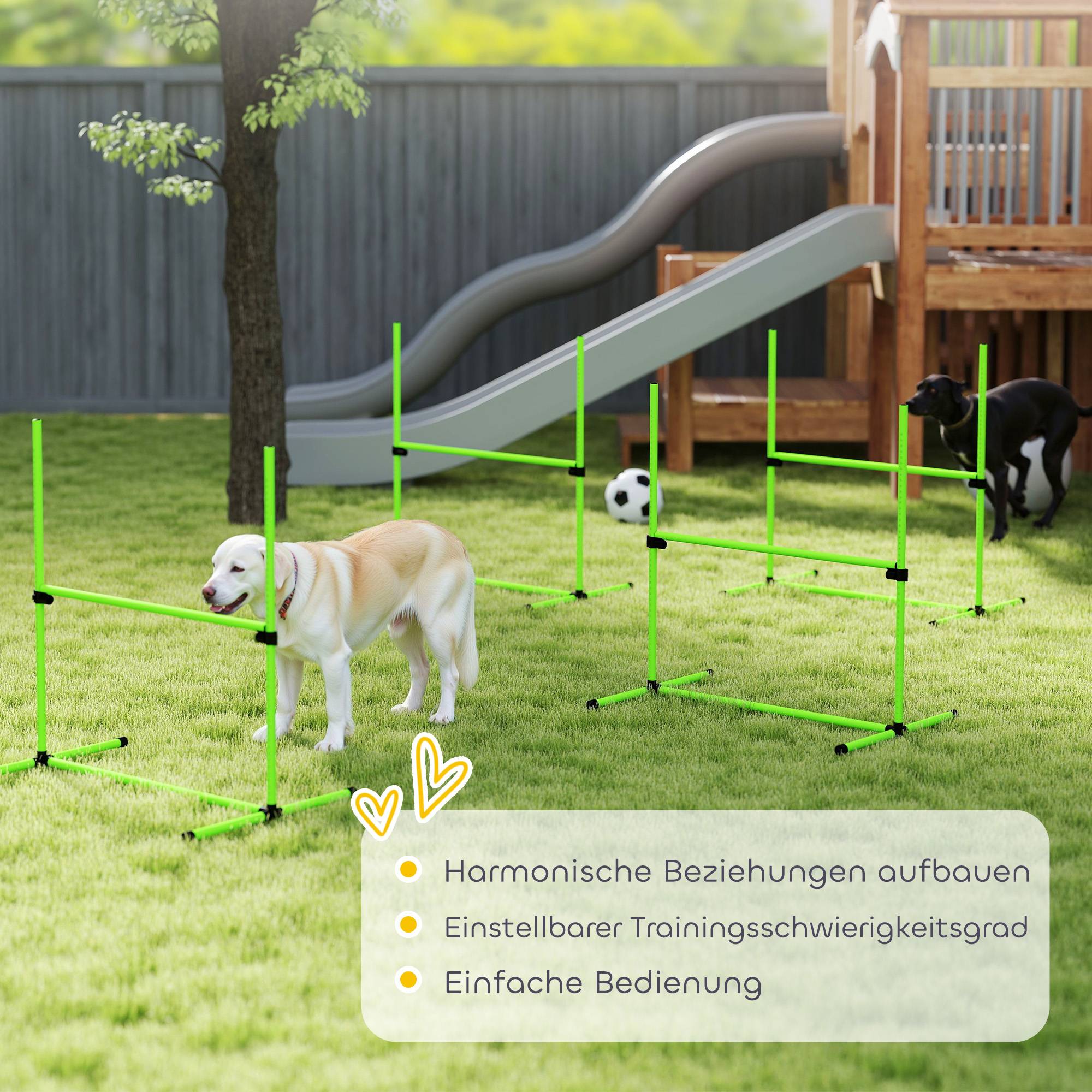 ComfortXL - Parcours agilité chien 4 modules 99 x 65 x 94 cm vert haies réglables et slalom - ComfortXL Outdoor Living - Image 9