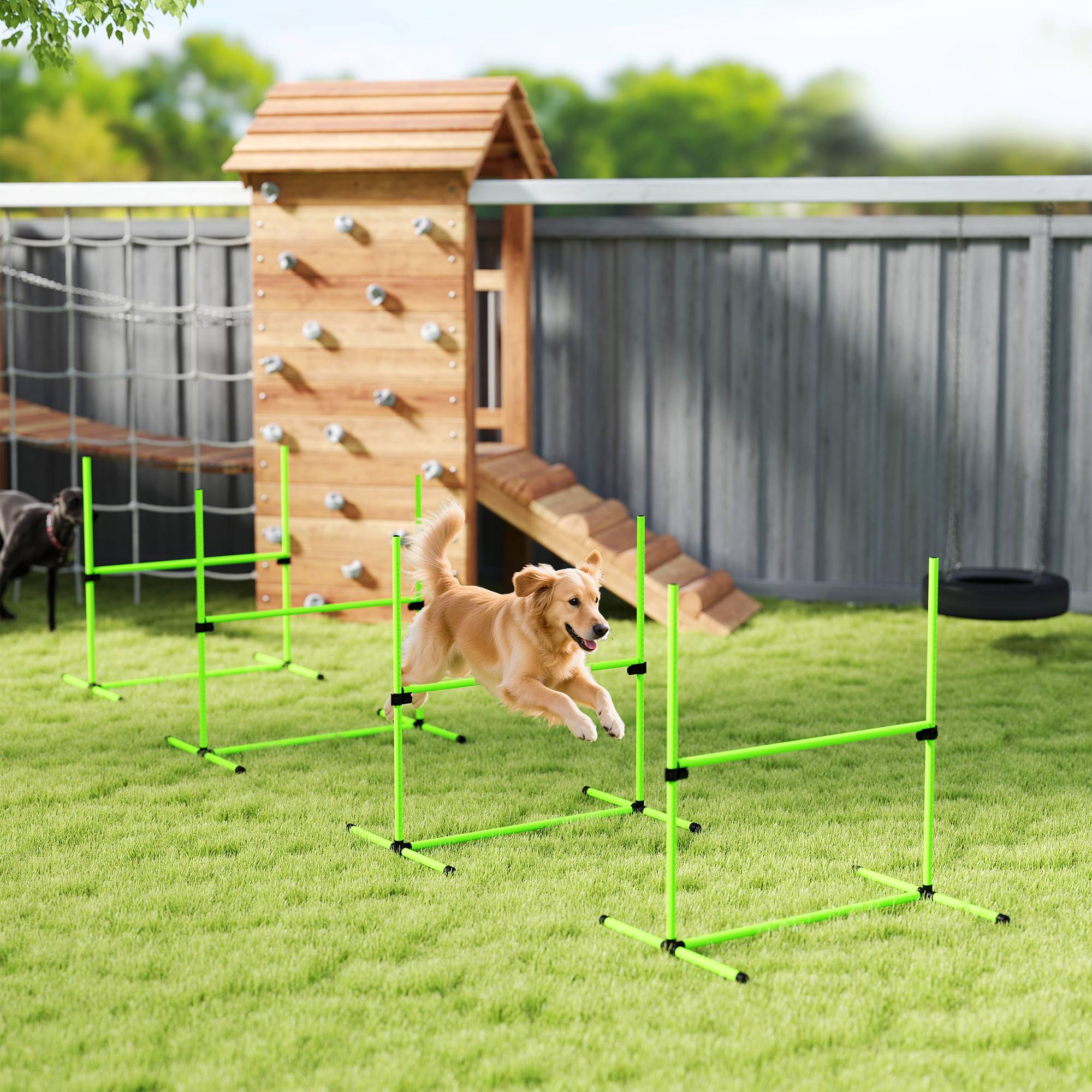ComfortXL - Parcours agilité chien 4 modules 99 x 65 x 94 cm vert haies réglables et slalom - ComfortXL Outdoor Living - Image 4