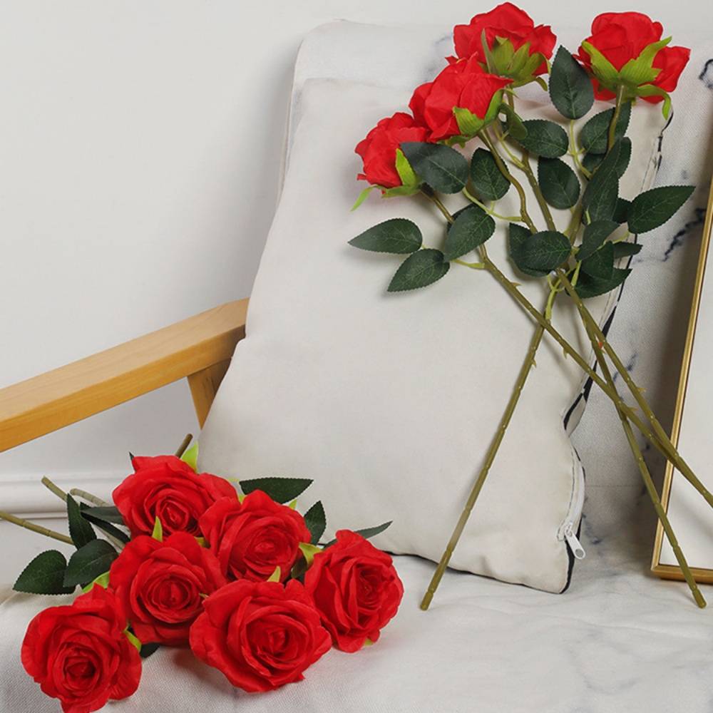 Roses Artificielles en Velours - Lot de 10 - Décoration Mariage et Intérieur - Tiges Réglables - Lytech - Image 7