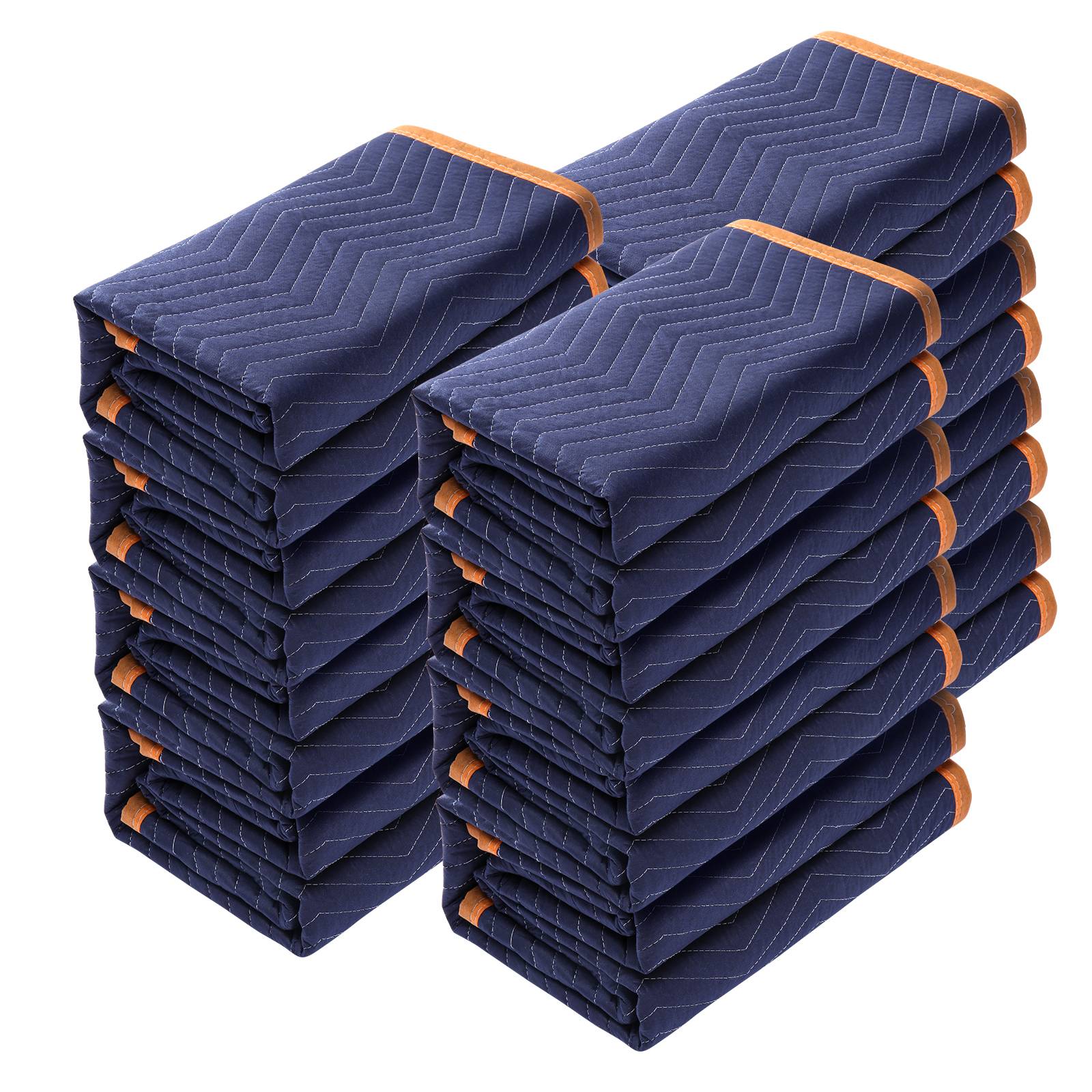 VEVOR Couvertures déménagement meubles, lot 12. 2032x1829 mm, tissu non tissé. Bleu/orange. - Image 1