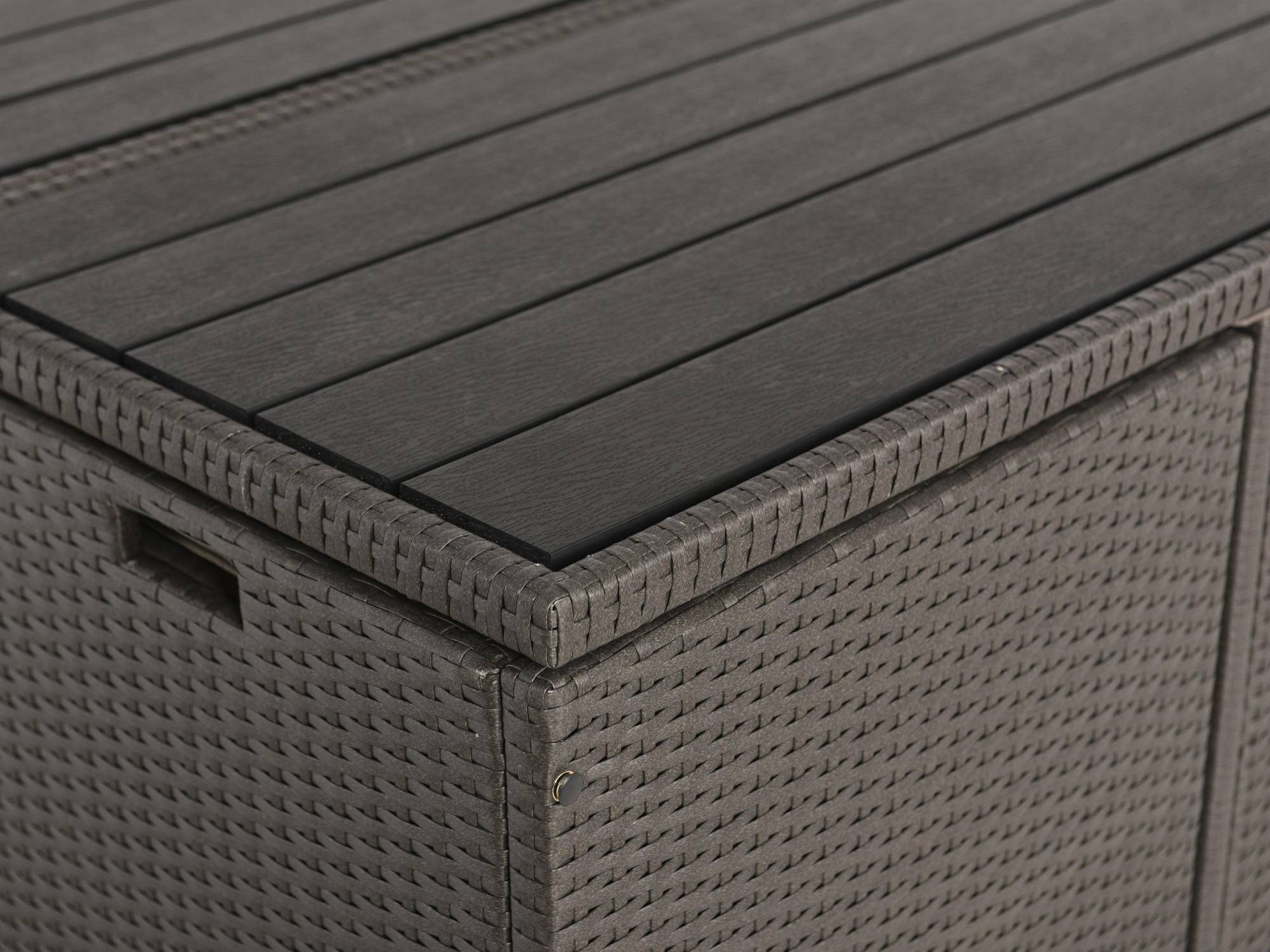 Best Mobilier - Sunny - salon de jardin encastrable 12 places - en résine tressée, plateau polywood - avec housse de protection - noir taupe - Best Mobilier - Image 6